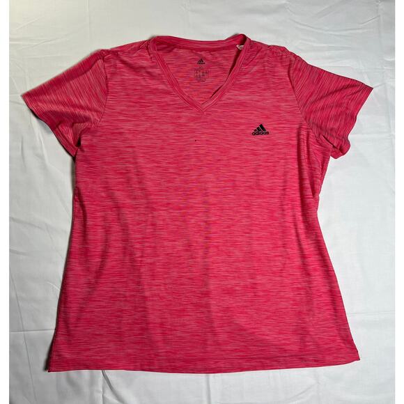 Adidas Women's V-neck Tee, Pink, Size XL, Fair Condition - Picture 2 of 7